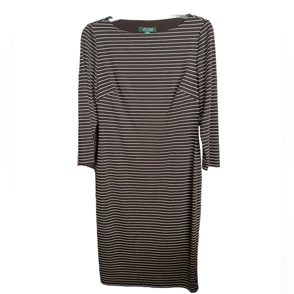 LAUREN By Ralph Lauren Brown 3/4 Sleeves Fully Lined Size 6 Dressed Up Dress